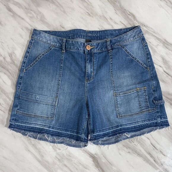 Lane Bryant Denim Cargo Shorts Size 18 Short – Raw Hem Utility‎ Jean Shorts - Picture 9 of 13